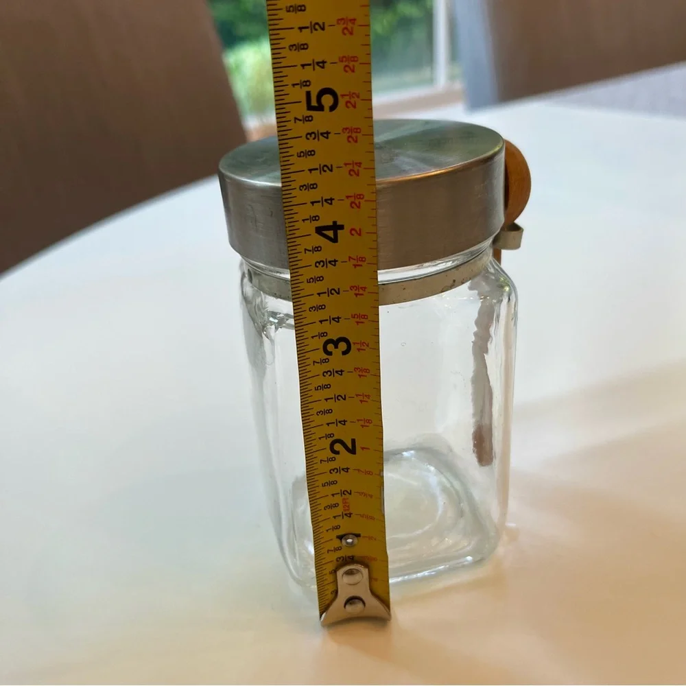 Glass Spice Jar with Silver Lid and Wooden Spoon - Picture 4 of 6